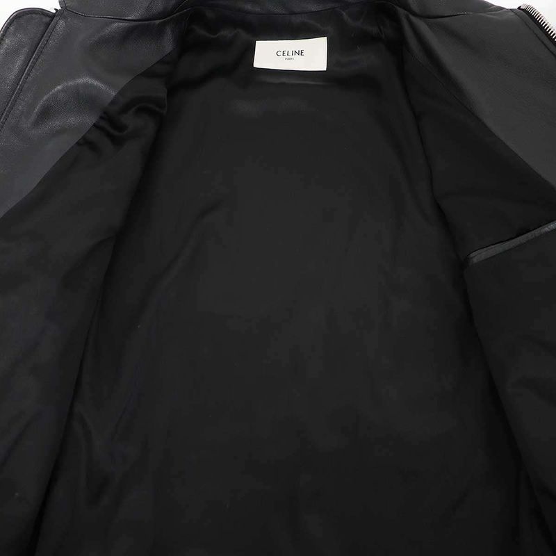Celine Soft Lambskin Classic Straight Leather Jacket Black 44