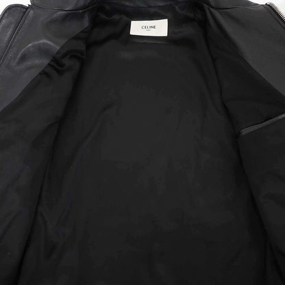 Celine Soft Lambskin Classic Straight Leather Jacket Black 44