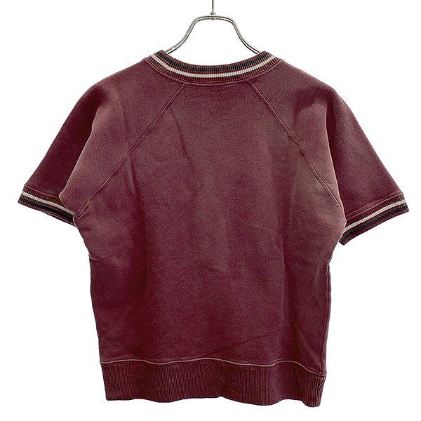 Saint Laurent Paris Carre Print Short Sleeve Top Burgundy XS