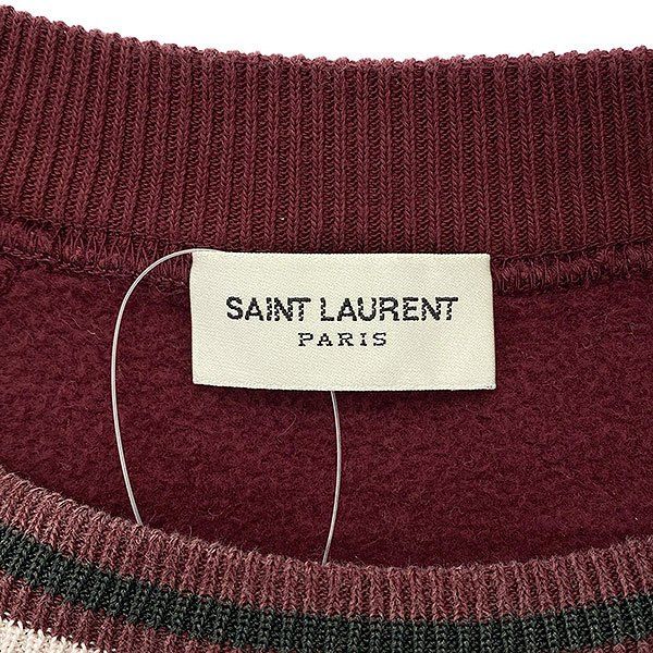 Saint Laurent Paris Carre Print Short Sleeve Top Burgundy XS