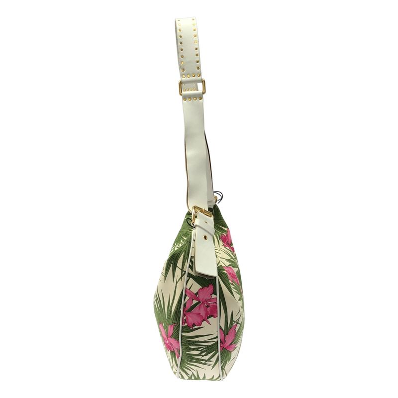 Celine Vintage Botanical Flower Print Shoulder Bag White