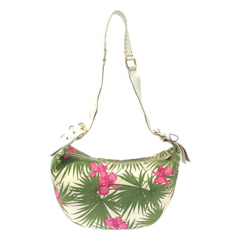 Celine Vintage Botanical Flower Print Shoulder Bag White