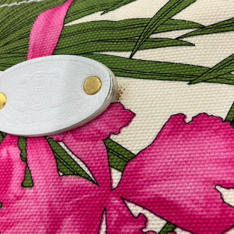 Celine Vintage Botanical Flower Print Shoulder Bag White