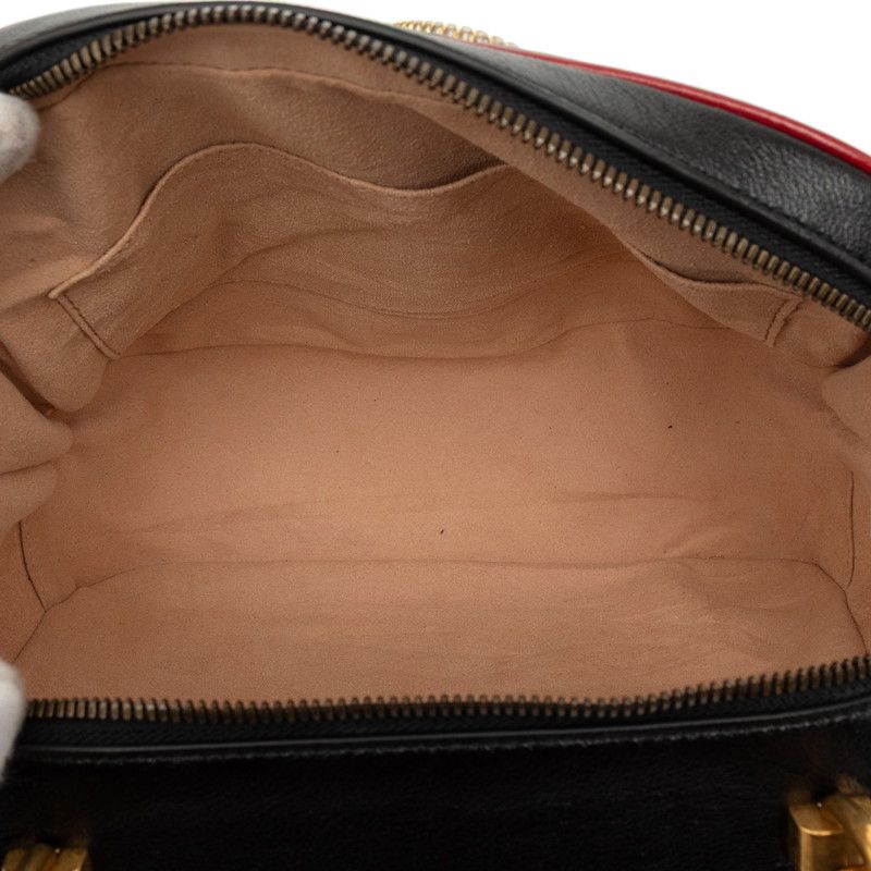 Gucci Bamboo GG Marmont Shoulder Bag 2-Way Black Red Leather