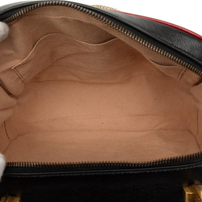 Gucci Bamboo GG Marmont Shoulder Bag 2-Way Black Red Leather