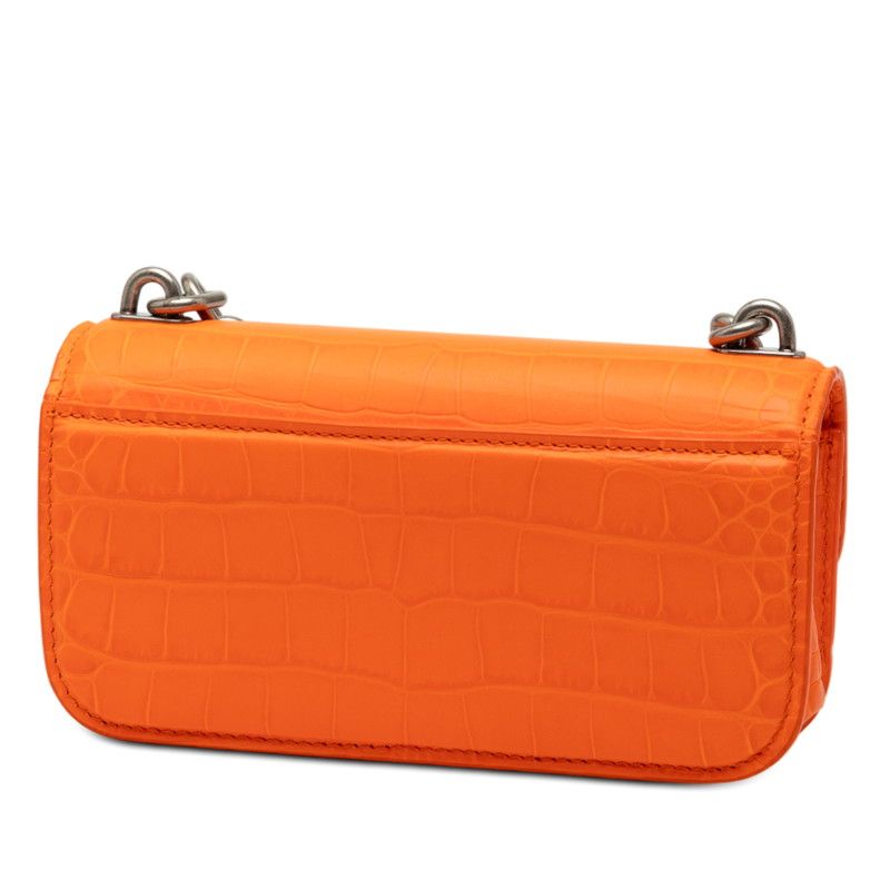 Balenciaga Gossip Crossbody Chain Shoulder Bag Orange Leather