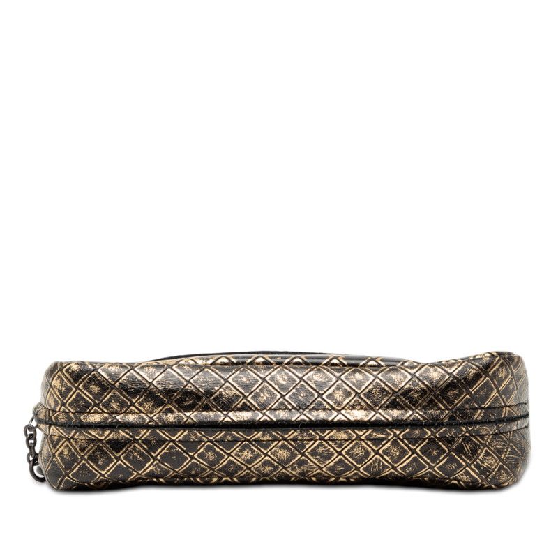 Bottega Veneta Intreccio Mirage Chain Shoulder Bag Black Gold Leather