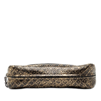 Bottega Veneta Intreccio Mirage Chain Shoulder Bag Black Gold Leather