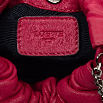 Loewe Anagram Drawstring Chain Shoulder Bag Pink Leather
