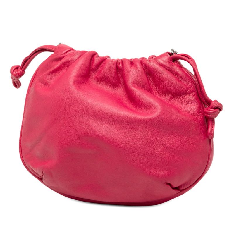 Loewe Anagram Drawstring Chain Shoulder Bag Pink Leather