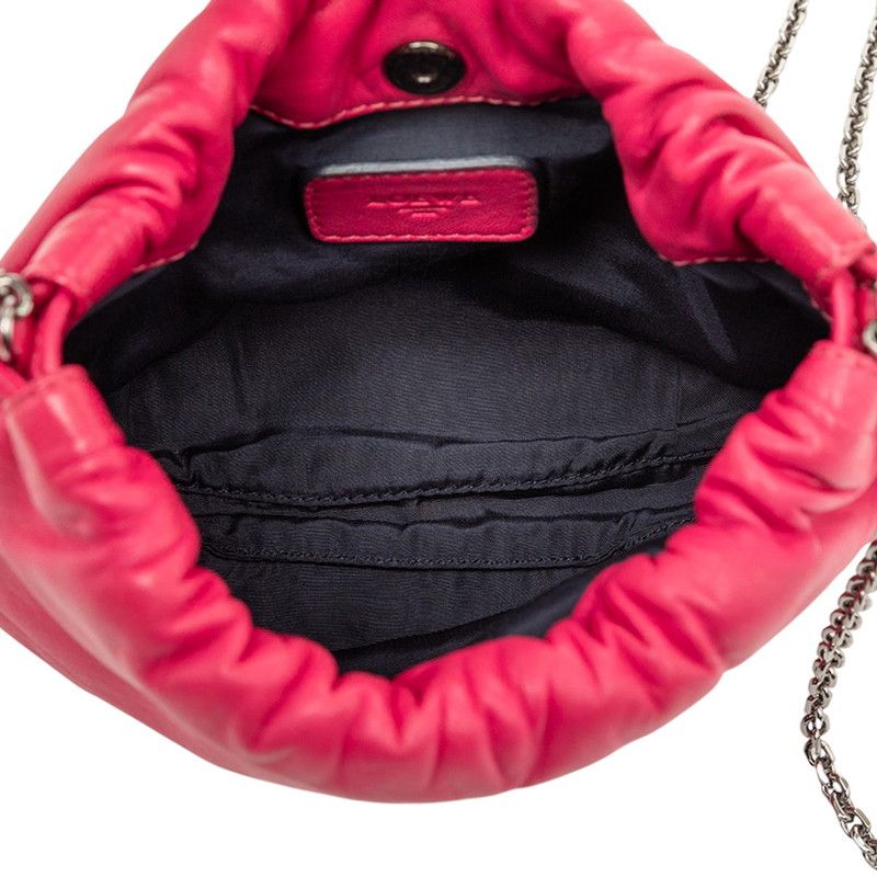 Loewe Anagram Drawstring Chain Shoulder Bag Pink Leather