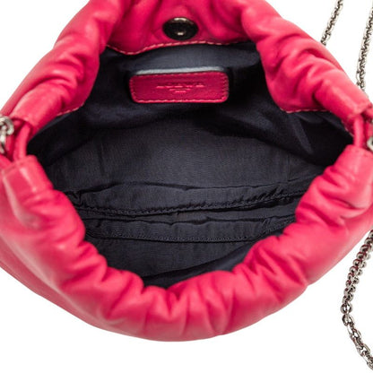 Loewe Anagram Drawstring Chain Shoulder Bag Pink Leather