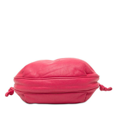 Loewe Anagram Drawstring Chain Shoulder Bag Pink Leather