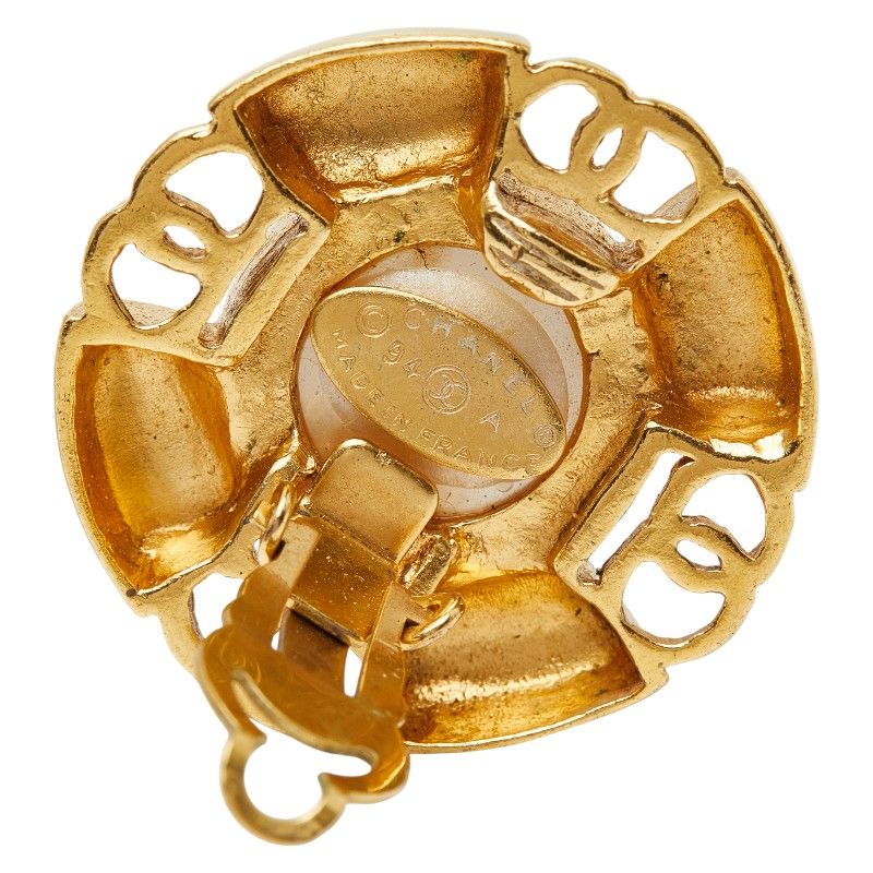 Chanel CC Logo Faux Pearl Metal