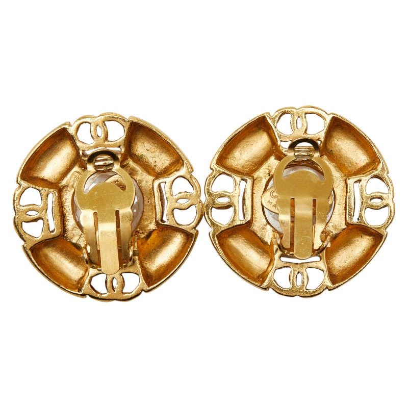 Chanel CC Logo Faux Pearl Metal