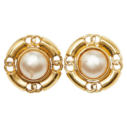 Chanel CC Logo Faux Pearl Metal