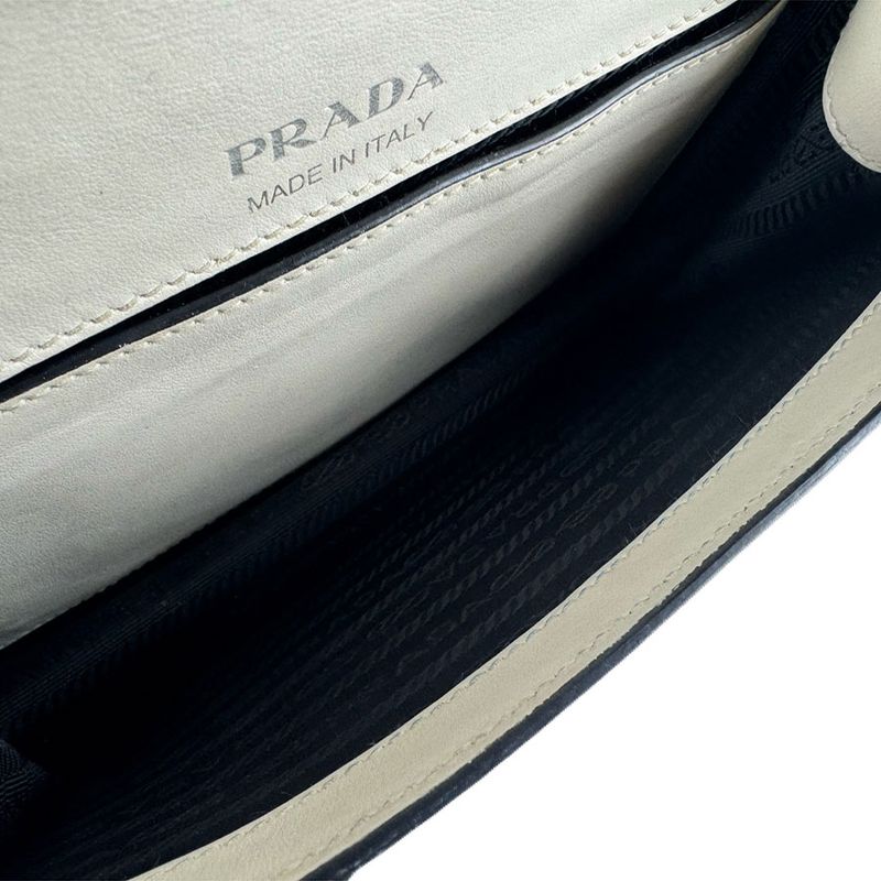 Prada Shoulder Bag Leather Ivory