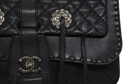 Chanel Paris Dallas Fringe Flap Saddle Bag Quilted Calfskin Black — view 4
