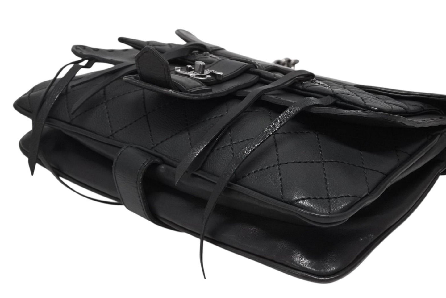 Chanel Paris Dallas Fringe Flap Saddle Bag Quilted Calfskin Black — view 8