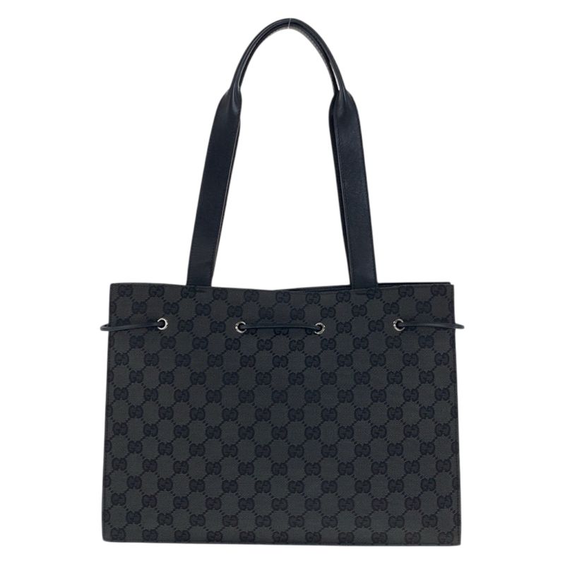 Gucci Black Silver GG Canvas Leather 002 Shoulder Bag