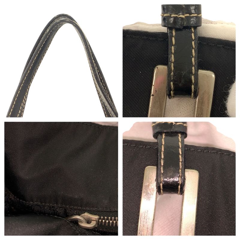 Prada Tessuto Black Silver Nylon Leather Tote