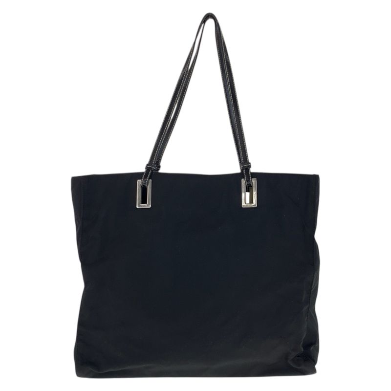 Prada Tessuto Black Silver Nylon Leather Tote