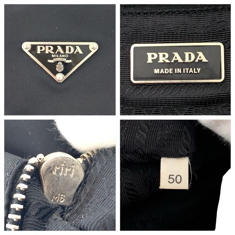 Prada Tessuto Black Silver Nylon Leather Tote