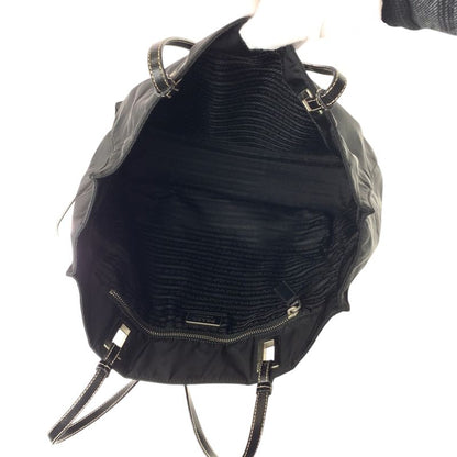 Prada Tessuto Black Silver Nylon Leather Tote