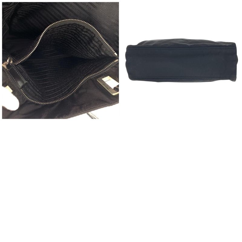 Prada Tessuto Black Silver Nylon Leather Tote