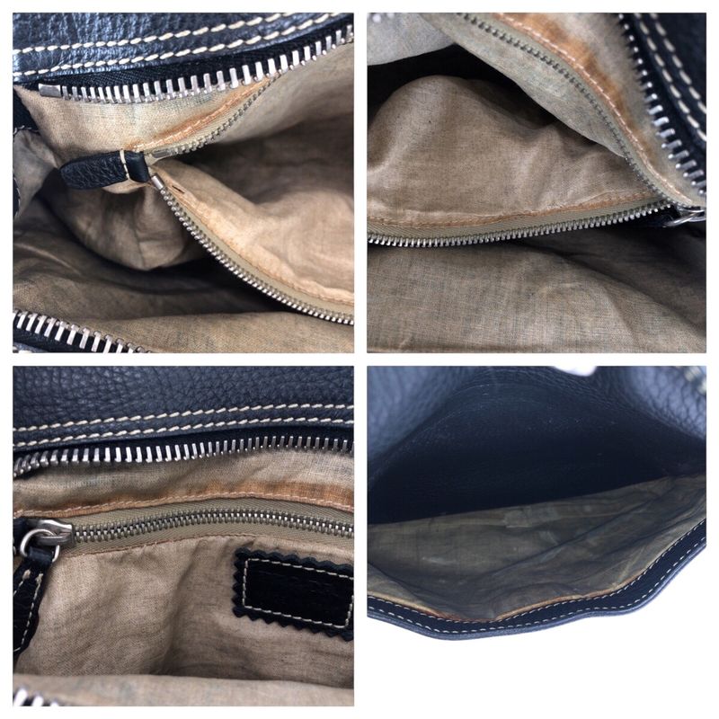 Prada Logo Black Silver Calf Shoulder Bag Tote