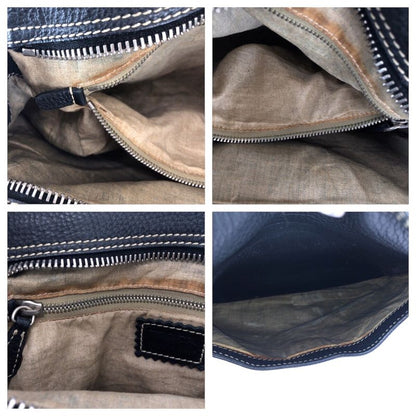 Prada Logo Black Silver Calf Shoulder Bag Tote