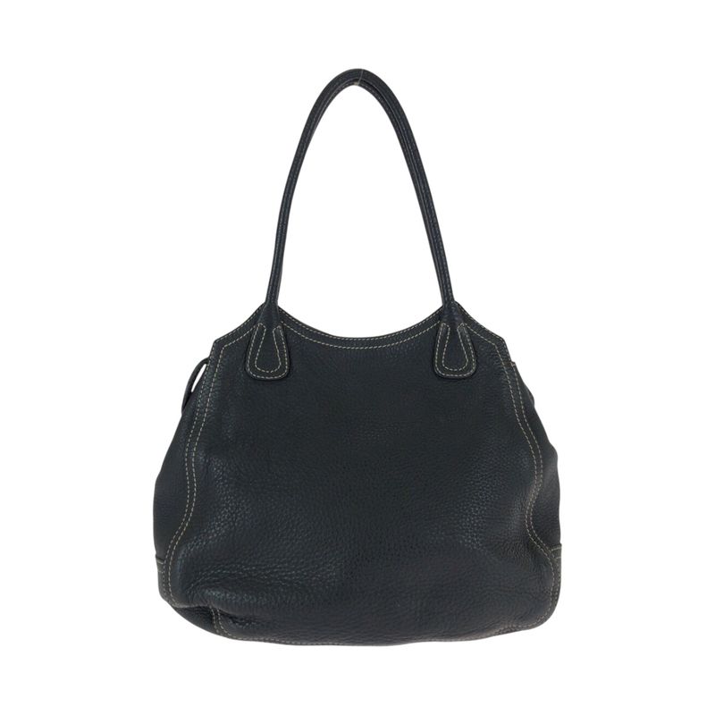 Prada Logo Black Silver Calf Shoulder Bag Tote