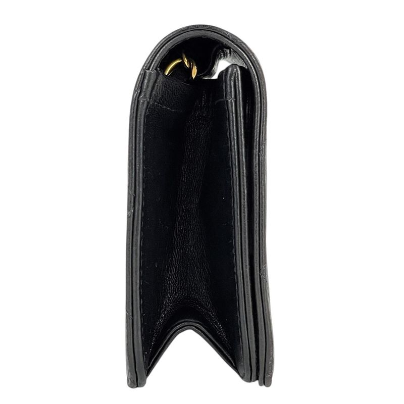 Chanel CC Logo Chain Shoulder Bag Quilted Push Lock Leather