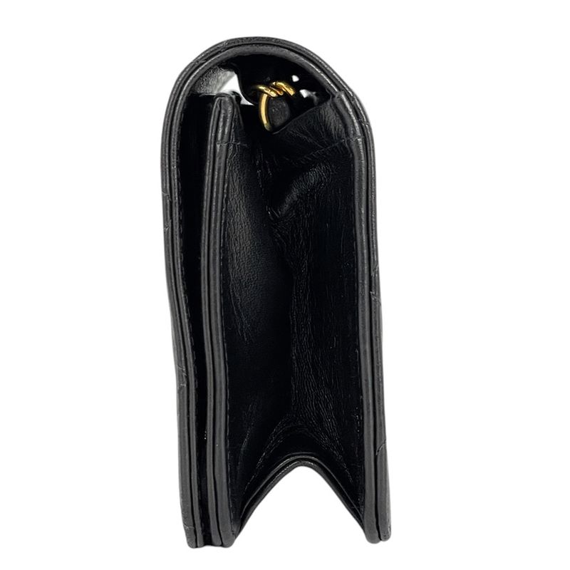 Chanel CC Logo Chain Shoulder Bag Quilted Push Lock Leather