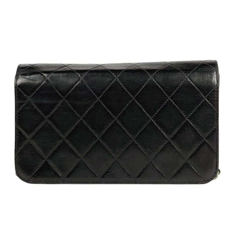 Chanel CC Logo Chain Shoulder Bag Quilted Push Lock Leather