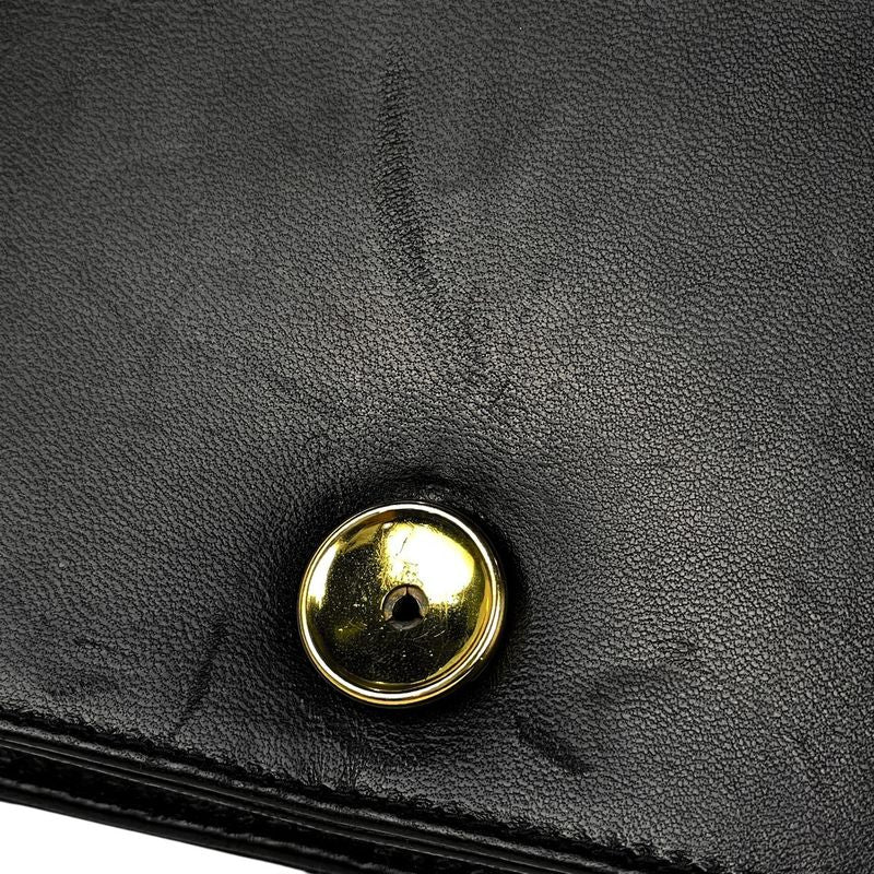 Chanel CC Logo Chain Shoulder Bag Quilted Push Lock Leather