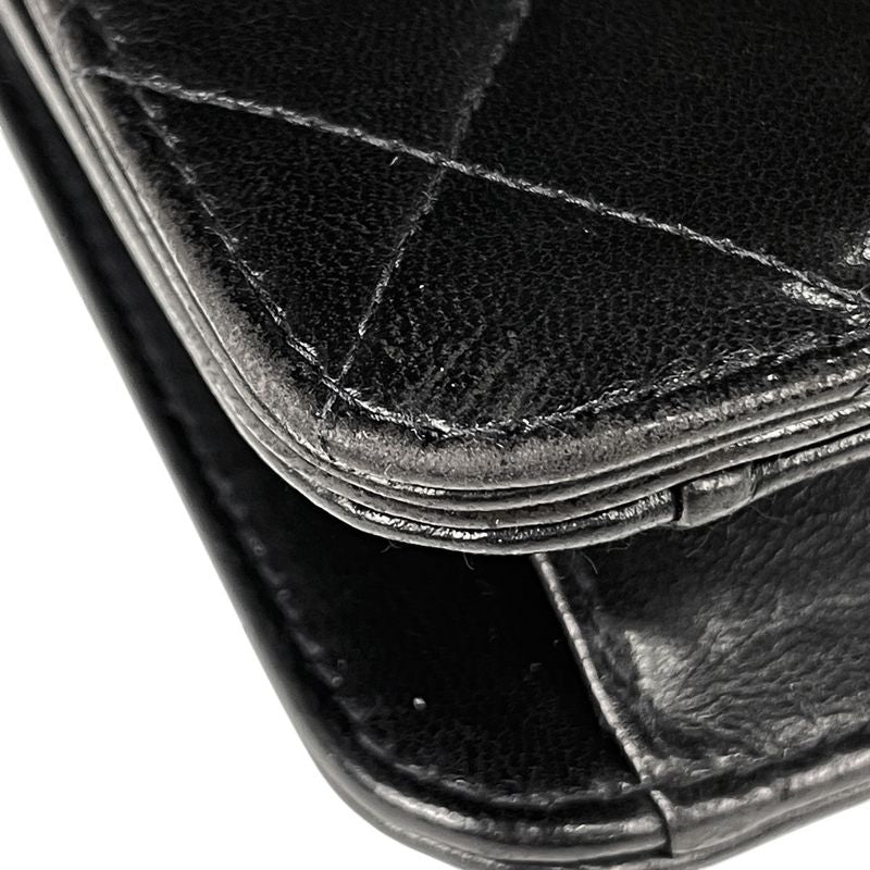 Chanel CC Logo Chain Shoulder Bag Quilted Push Lock Leather