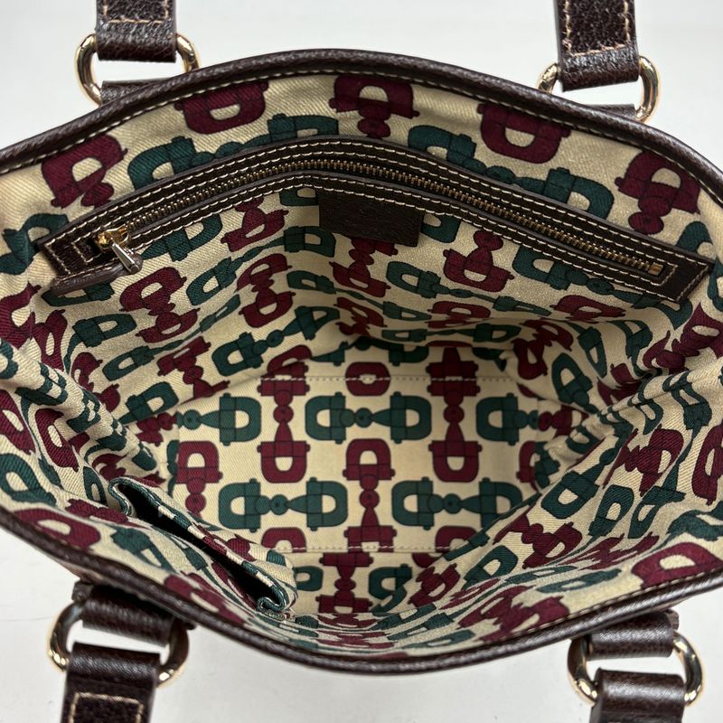 Gucci GG Pattern Tote Suede Brown