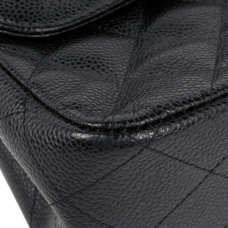 Chanel Big Quilted Double Flap Chain Shoulder Bag CC Logo Caviar