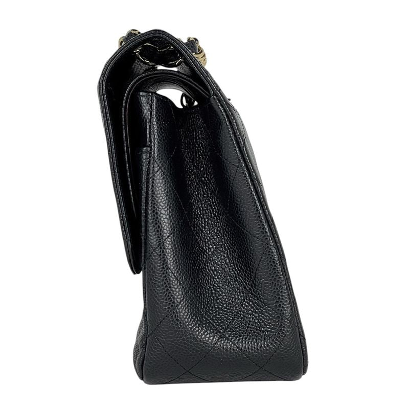 Chanel Big Quilted Double Flap Chain Shoulder Bag CC Logo Caviar