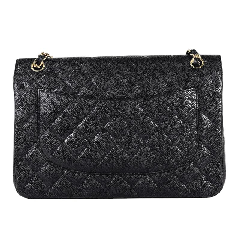 Chanel Big Quilted Double Flap Chain Shoulder Bag CC Logo Caviar