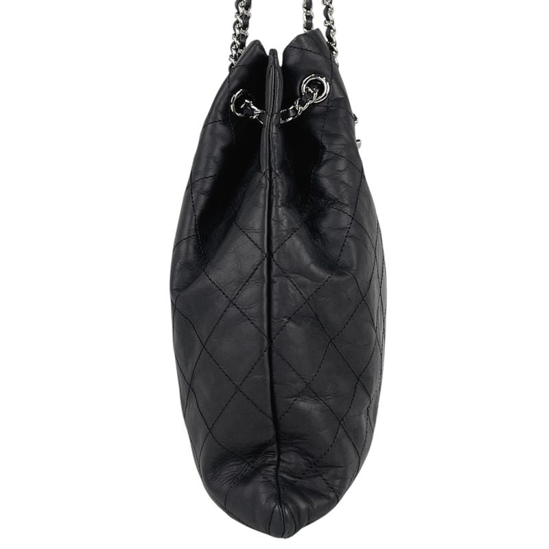 Chanel CC Logo Chain Shoulder Bag Quilted Leather Navy