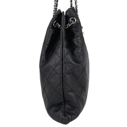 Chanel CC Logo Chain Shoulder Bag Quilted Leather Navy