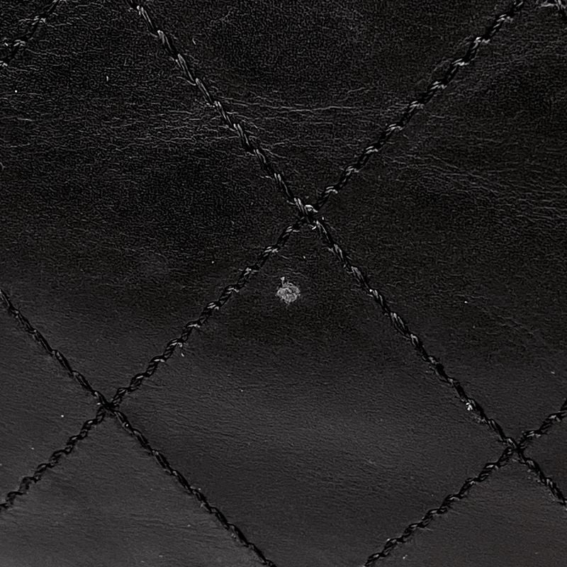 Chanel CC Logo Chain Shoulder Bag Quilted Leather Navy