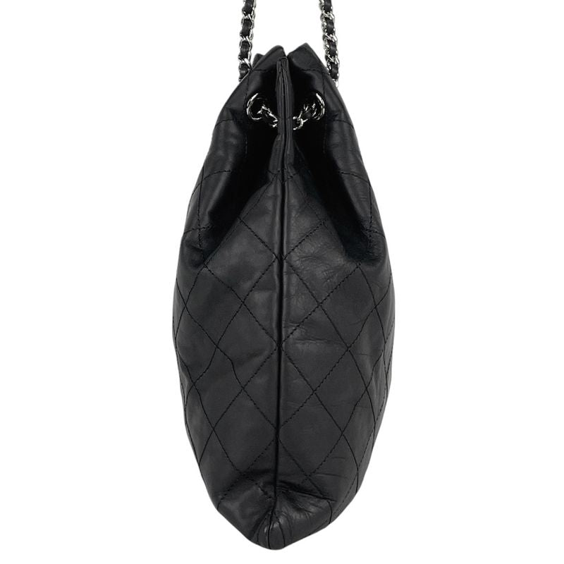 Chanel CC Logo Chain Shoulder Bag Quilted Leather Navy