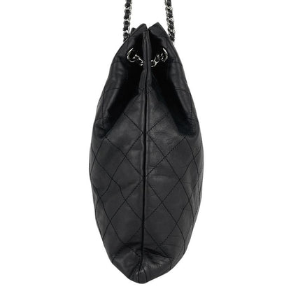 Chanel CC Logo Chain Shoulder Bag Quilted Leather Navy