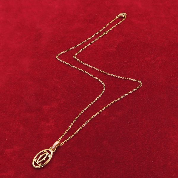 Cartier Logo Double Necklace Pink Saffiano