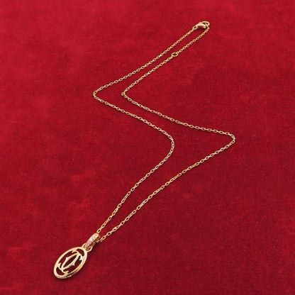 Cartier Logo Double Necklace Pink Saffiano