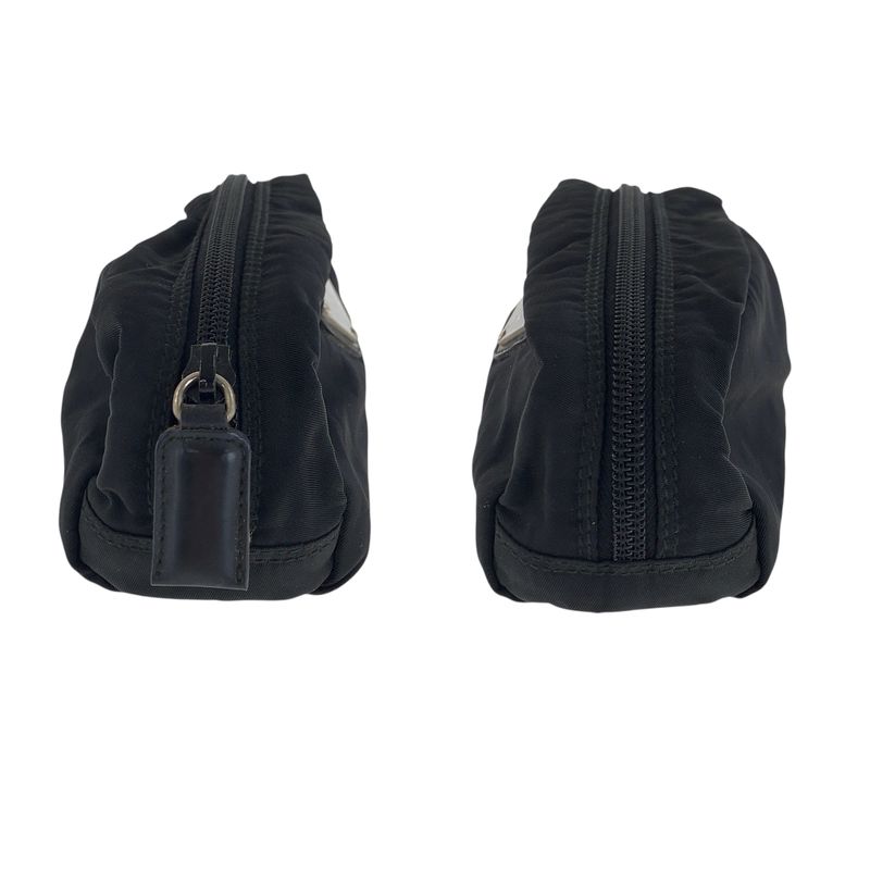 Prada Tessuto Black Silver Nylon Pouch