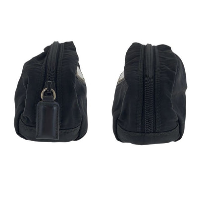 Prada Tessuto Black Silver Nylon Pouch